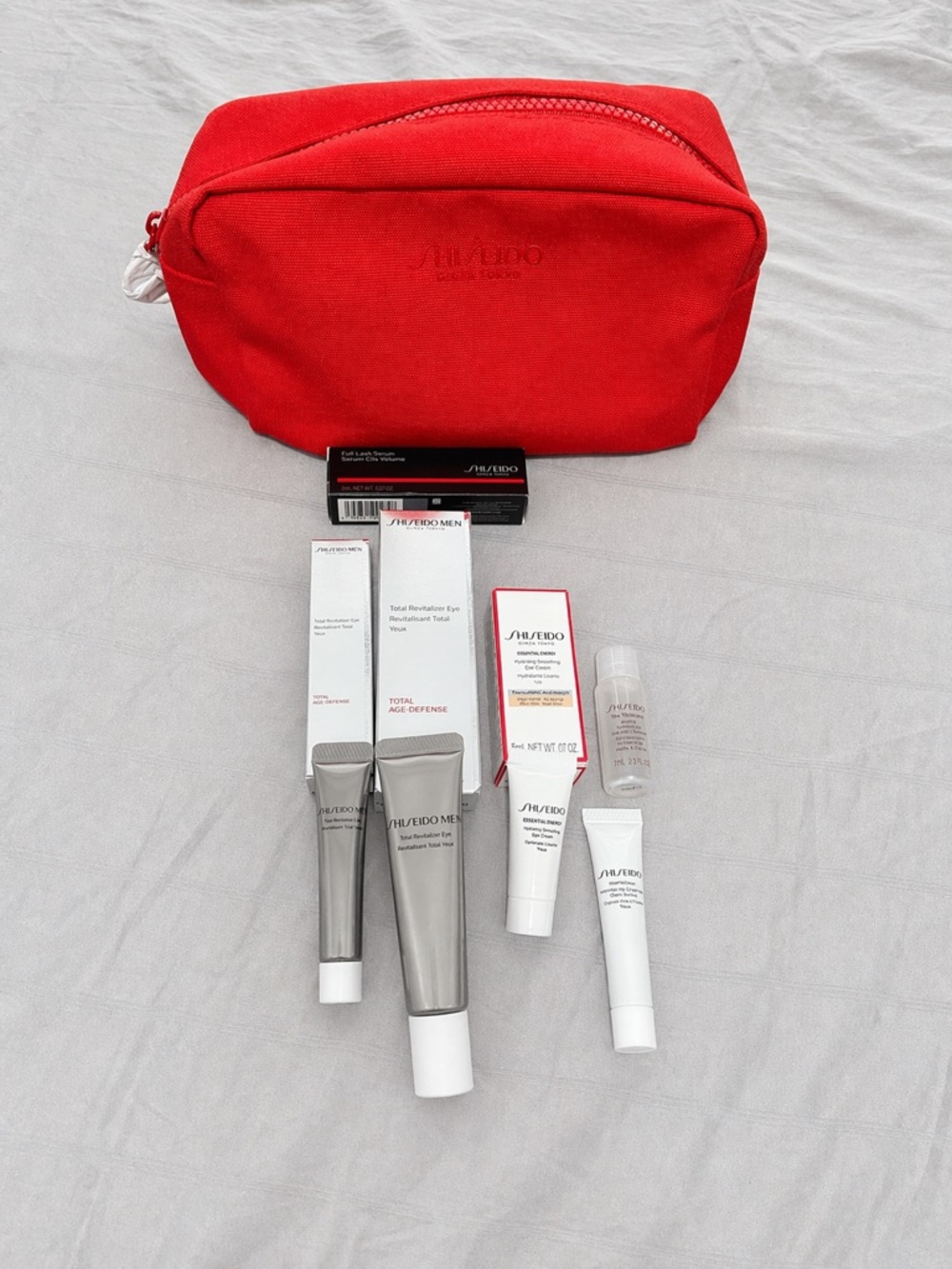 Shiseido Red Travel Cosmetic Pouch with Skincare Samples
